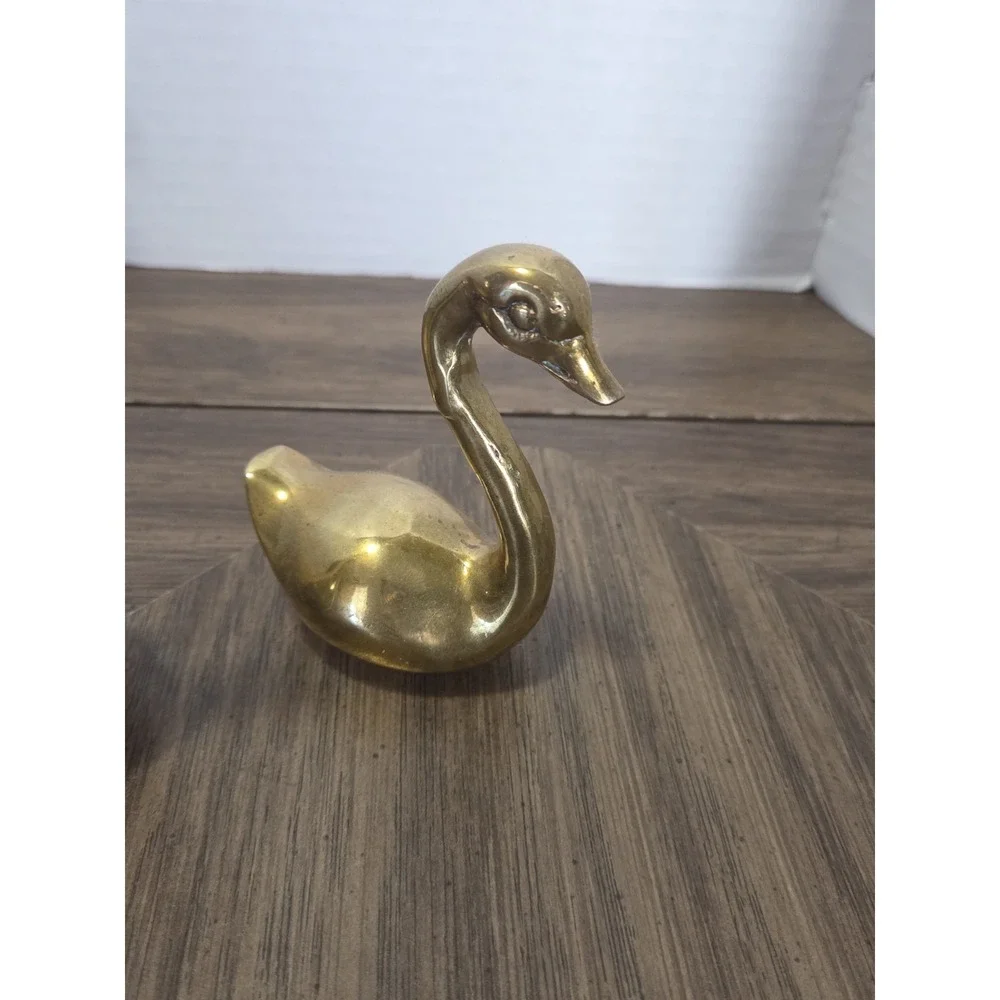 vintage solid brass swan figurines or geese, Cottagecore Farmhouse